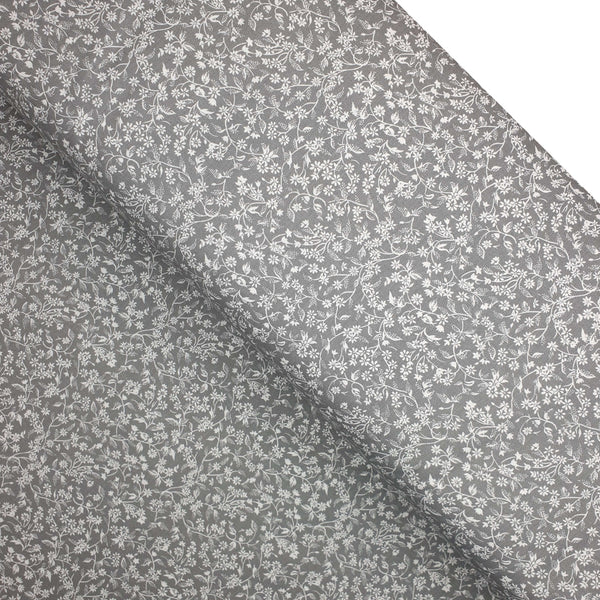 Cotone Fantasia - FIORI GRIGIO SCURO - taglio minimo o multipli da 25 x 290 cm