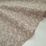 Mussola Stampata H 140 cm - FIORELLINI BIANCHI/FANGO