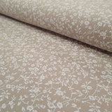 Mussola Stampata H 140 cm - FIORELLINI BIANCHI/FANGO