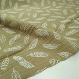 Mussola Stampata H 140 cm - PIUME/VERDE OLIVA