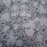 Mussola Stampata H 140 cm - FIORI GRANDI/GRIGIO