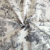 Tissu Toile de Jouy H 280 cm - GRIS/ECRU