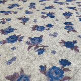 Pannolenci imprimé - Fleurs vintage BLEU/GRIS MELANGE - coupe minimum ou multiples de 25 x 180 cm