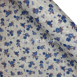 Pannolenci imprimé - Fleurs vintage BLEU/GRIS MELANGE - coupe minimum ou multiples de 25 x 180 cm