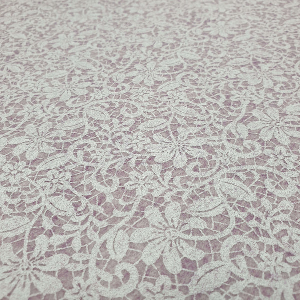 Pannolenci Stampato - Violetta/Pizzo bianco - taglio minimo o multipli da 25 x 180 cm