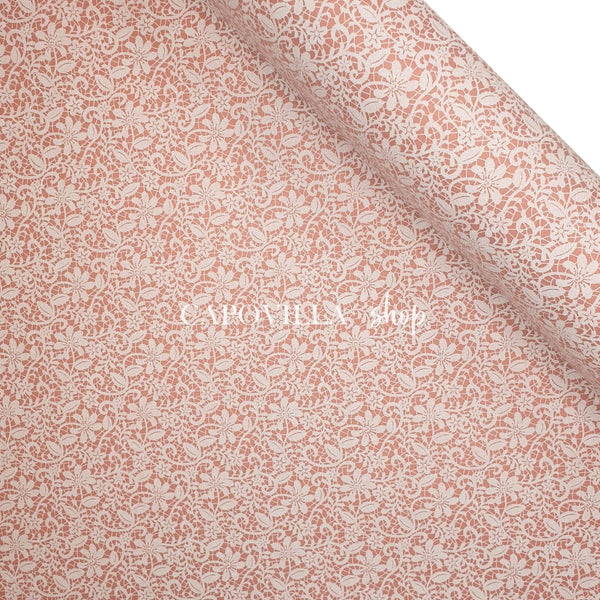 Pannolenci Stampato - Rosa antico/Pizzo bianco - taglio minimo o multipli da 25 x 180 cm