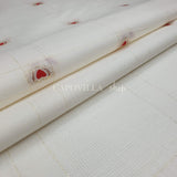 Tessuto misto lino H 175 cm - CUORI ROSSI/LUREX FONDO BIANCO