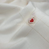 Tessuto misto lino H 175 cm - CUORI ROSSI/LUREX FONDO BIANCO