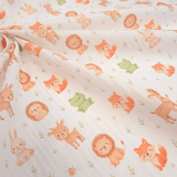 Tessuto Cotone "Collezione Baby Wonderland" H 145 cm - BABY ANIMALETTI/FOGLIOLINE