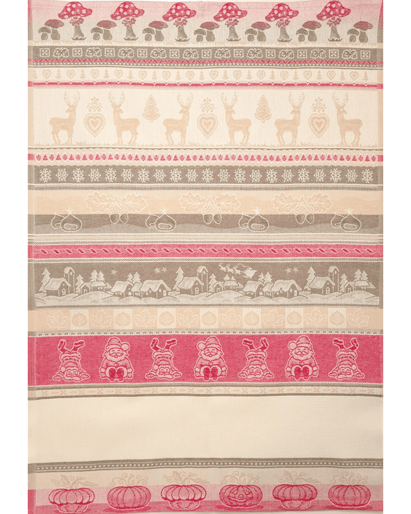 Asciugapiatti da ricamo in puro cotone - FANTASIA NATALIZIA ROSSO