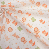 Tessuto Cotone "Collezione Baby Wonderland" H 145 cm - BABY ANIMALETTI/FOGLIOLINE