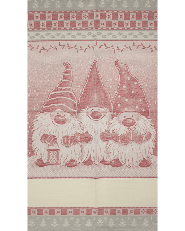 Asciugapiatti da ricamo in puro cotone - GNOMI BORDEAUX