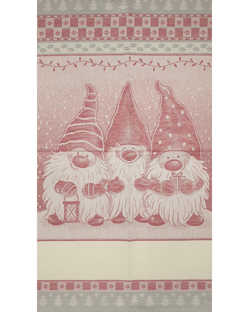 Asciugapiatti da ricamo in puro cotone - GNOMI BORDEAUX