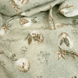 Tessuto Arredo Jacquard H 140 cm - PALLINE DI NATALE/VERDE con Lurex
