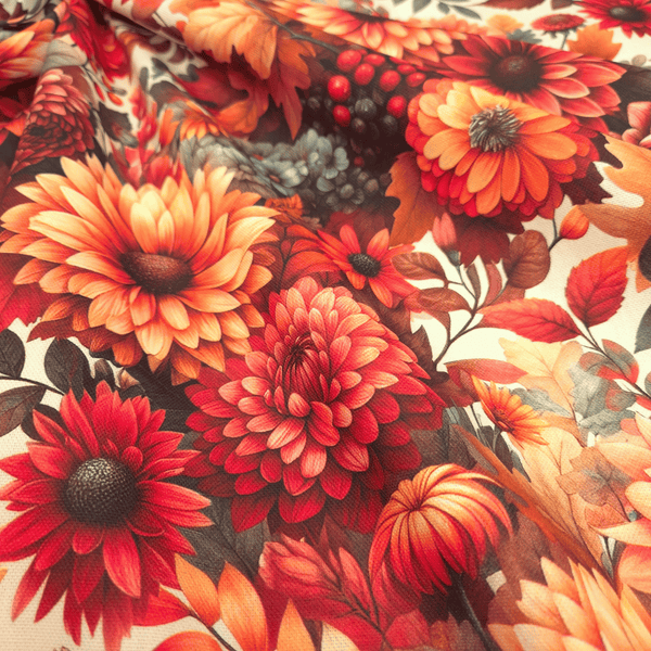 Cotone Fondo Panama Stampa Digitale H 280 cm - AUTUNNO FIORITO