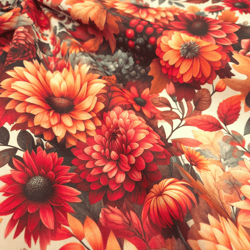 Cotone Fondo Panama Stampa Digitale H 280 cm - AUTUNNO FIORITO