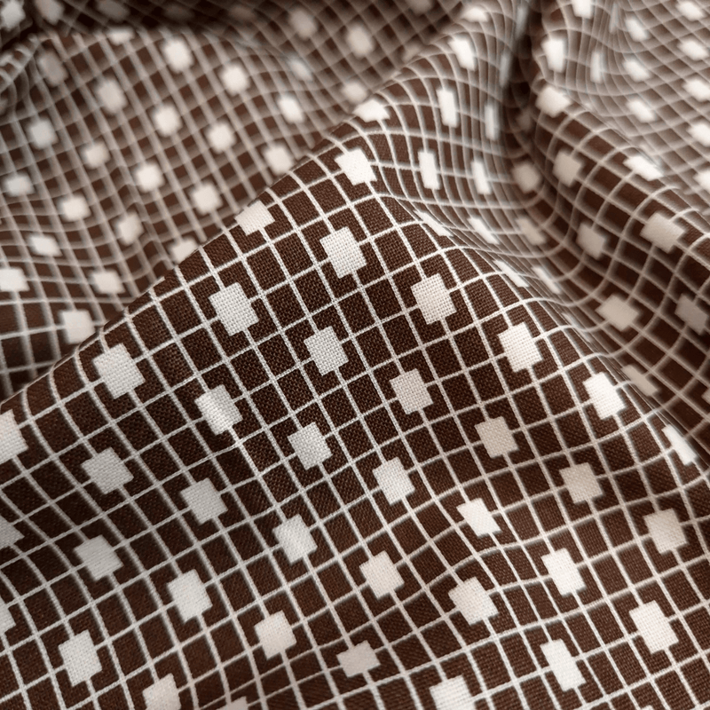 Cotone Americano H 110 cm - RETICOLO BIANCO/MARRONE
