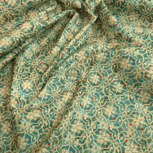 Cotone Americano H 110 cm - ORNAMENTO VERDE ACQUA