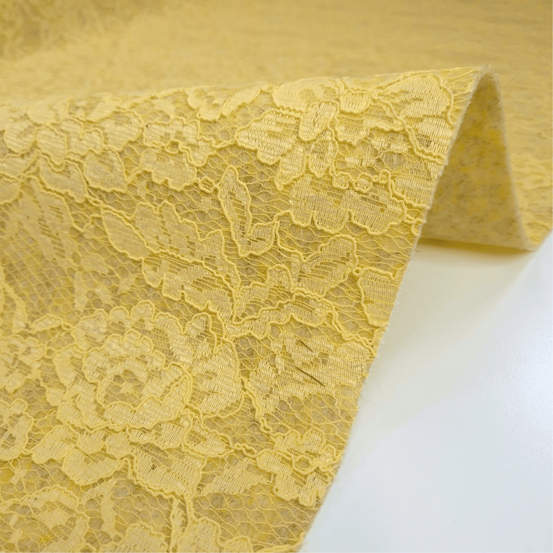 Feltro Lana con Pizzo H 135 cm - GIALLO PASTELLO