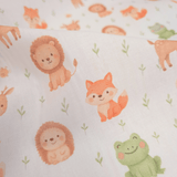 Tessuto Cotone "Collezione Baby Wonderland" H 145 cm - BABY ANIMALETTI/FOGLIOLINE
