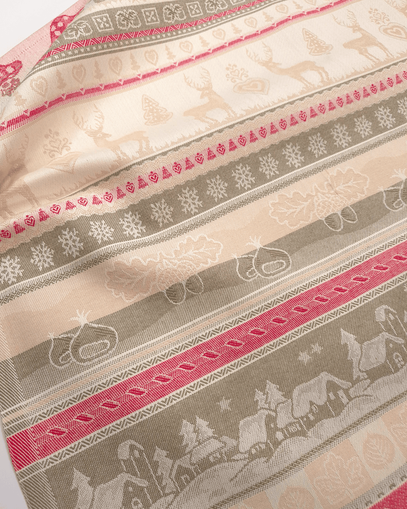 Asciugapiatti da ricamo in puro cotone - FANTASIA NATALIZIA ROSSO