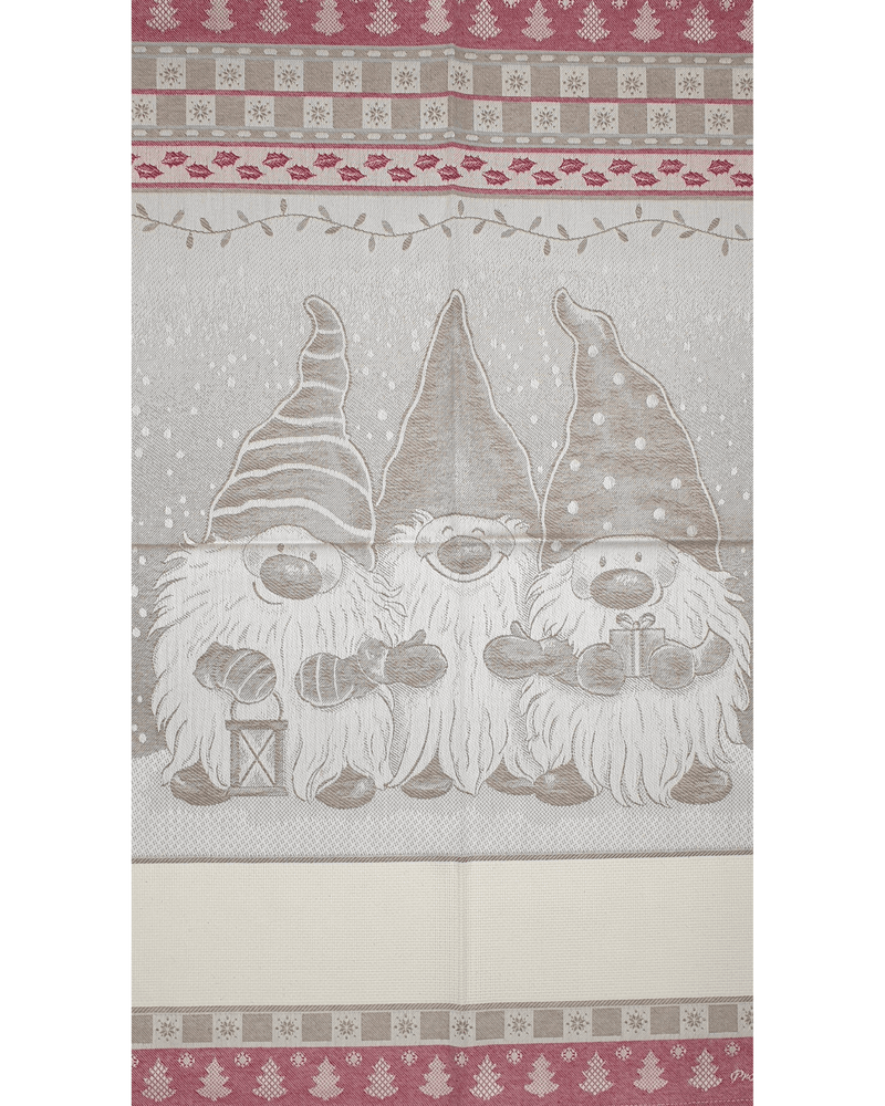 Asciugapiatti da ricamo in puro cotone - GNOMI BEIGE