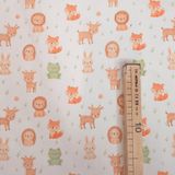 Tessuto Cotone "Collezione Baby Wonderland" H 145 cm - BABY ANIMALETTI/FOGLIOLINE