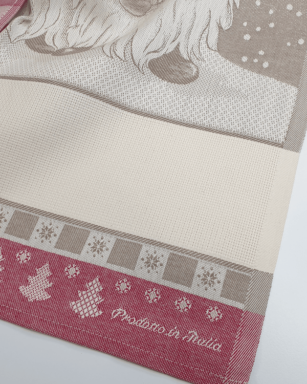 Asciugapiatti da ricamo in puro cotone - GNOMI BEIGE