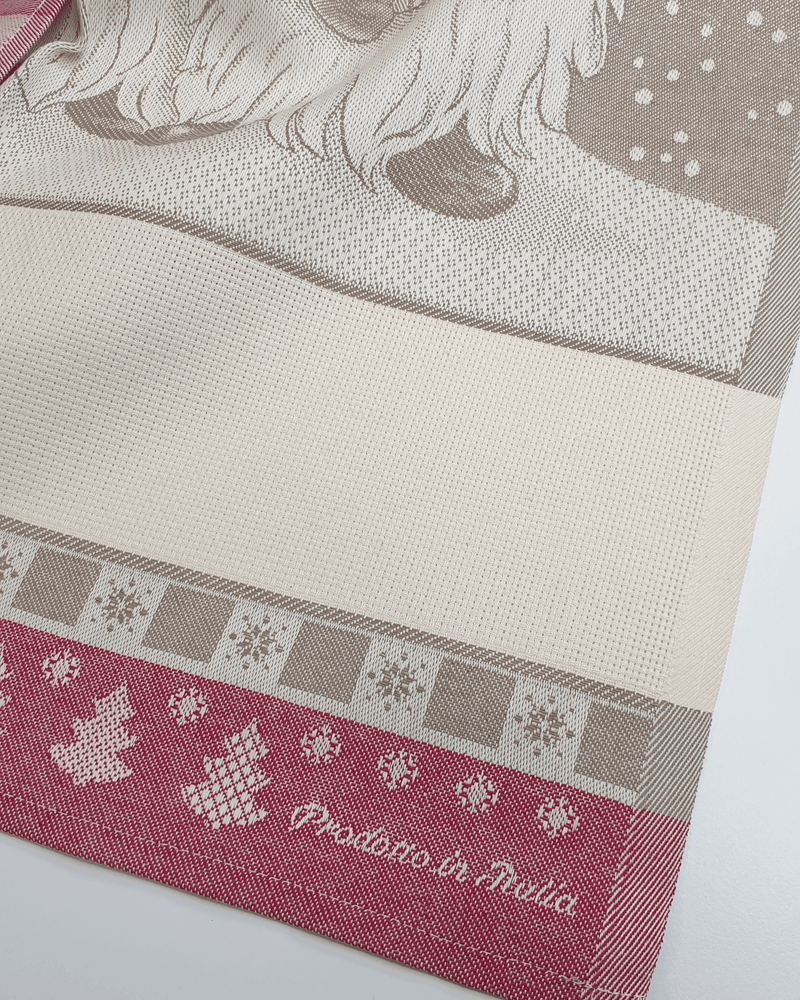 Asciugapiatti da ricamo in puro cotone - GNOMI BEIGE