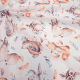 Tessuto Cotone "Collezione Baby Wonderland" H 145 cm - ANIMALI SELVATICI