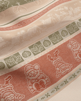 Asciugapiatti da ricamo in puro cotone - FANTASIA NATALIZIA VERDE/ARANCIO