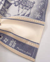 Asciugapiatti da ricamo in puro cotone - BABBO NATALE E RENNE BLU