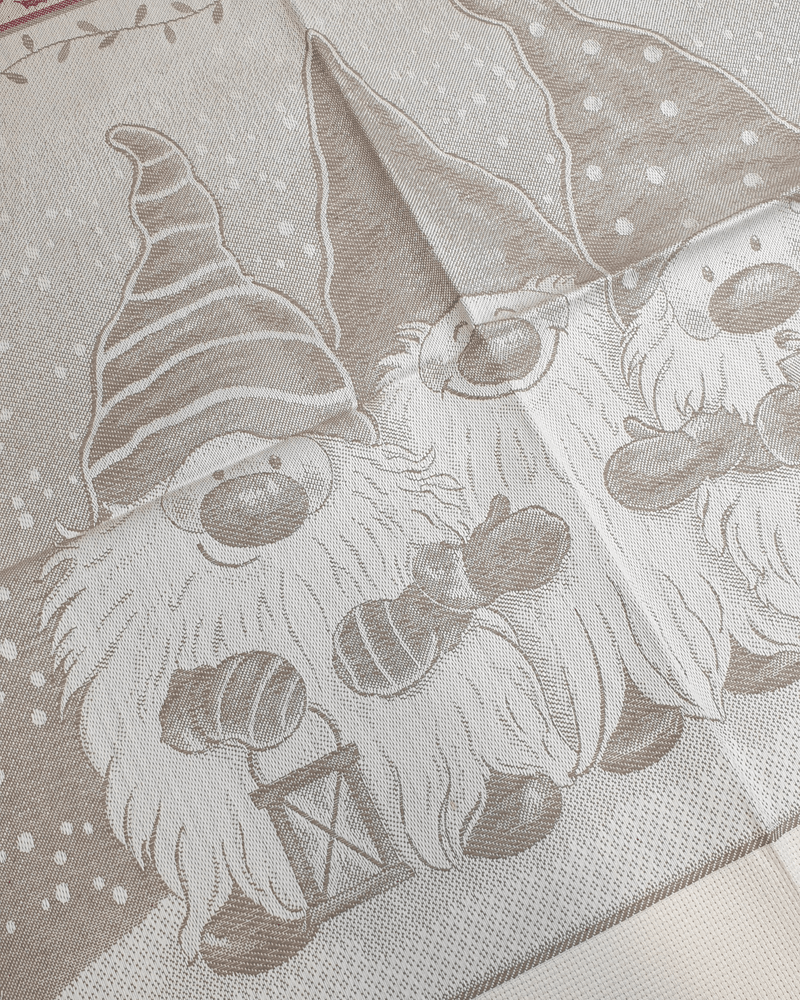 Asciugapiatti da ricamo in puro cotone - GNOMI BEIGE