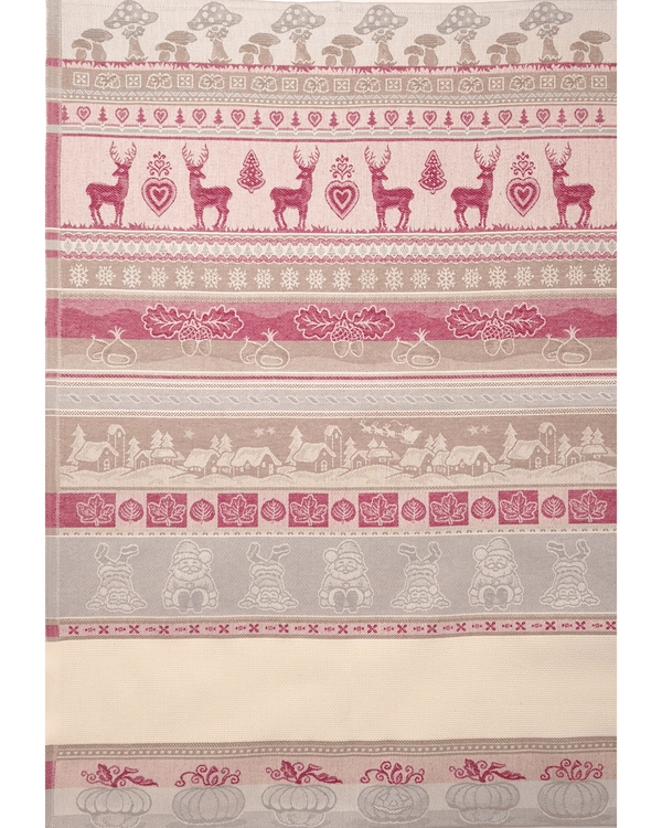 Asciugapiatti da ricamo in puro cotone - FANTASIA NATALIZIA BORDEAUX