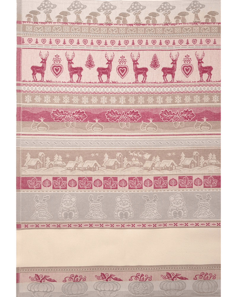 Asciugapiatti da ricamo in puro cotone - FANTASIA NATALIZIA BORDEAUX