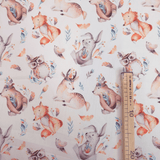 Tessuto Cotone "Collezione Baby Wonderland" H 145 cm - ANIMALI SELVATICI