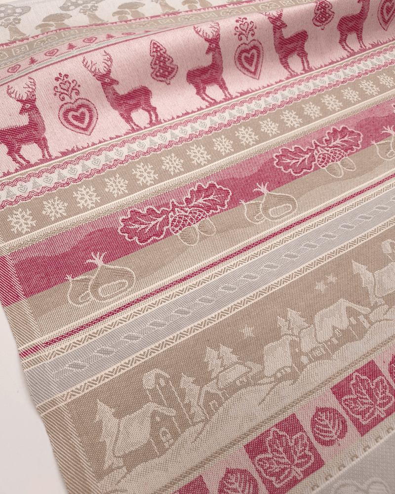 Asciugapiatti da ricamo in puro cotone - FANTASIA NATALIZIA BORDEAUX