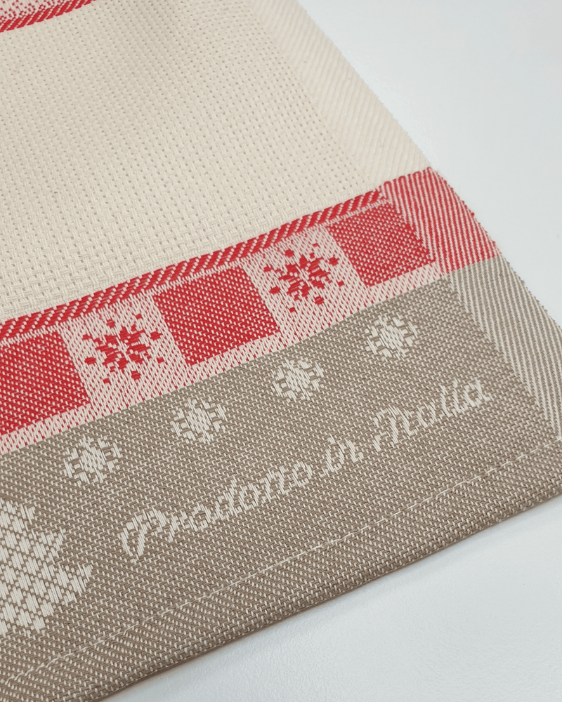 Asciugapiatti da ricamo in puro cotone - GNOMI ROSSI