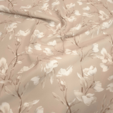 Tessuto no stiro H 150 cm - FIORI BIANCHI/BEIGE