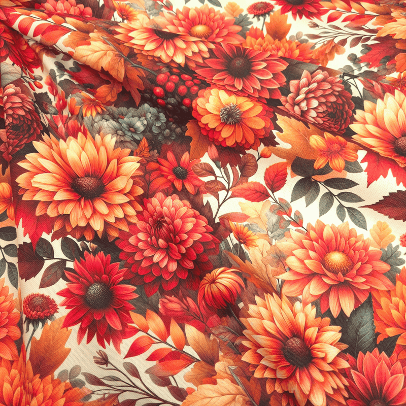 Cotone Fondo Panama Stampa Digitale H 280 cm - AUTUNNO FIORITO