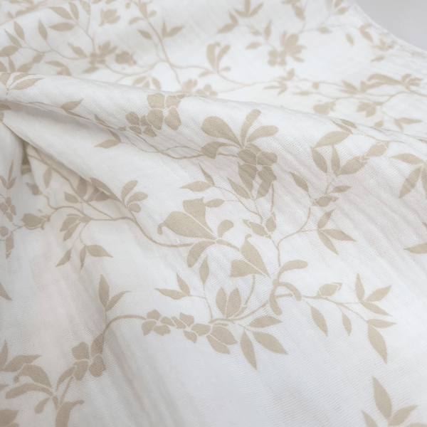 Mussola di Cotone Doppia Garza H 140 cm - LATTE RAMI BEIGE