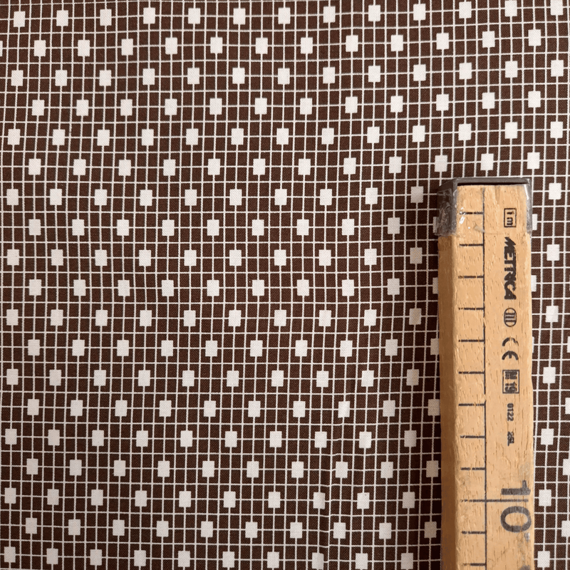 Cotone Americano H 110 cm - RETICOLO BIANCO/MARRONE