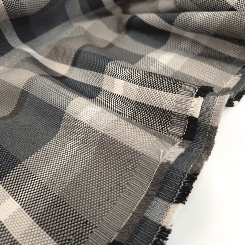 Tessuto Arredo M. Cotone H 280 cm - QUADRO NERO/GRIGIO