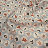 Cotone Americano - Collezione “Love Family” ANIMAL TEAM/AZZURRO POLVERE