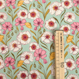 Cotone Americano H 110 cm - FIORI COLORATI/MENTA