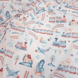 Tessuto Cotone "Collezione Baby Wonderland" H 145 cm - TRENO DEI DESIDERI