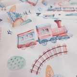 Tessuto Cotone "Collezione Baby Wonderland" H 145 cm - TRENO DEI DESIDERI