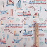 Tessuto Cotone "Collezione Baby Wonderland" H 145 cm - TRENO DEI DESIDERI