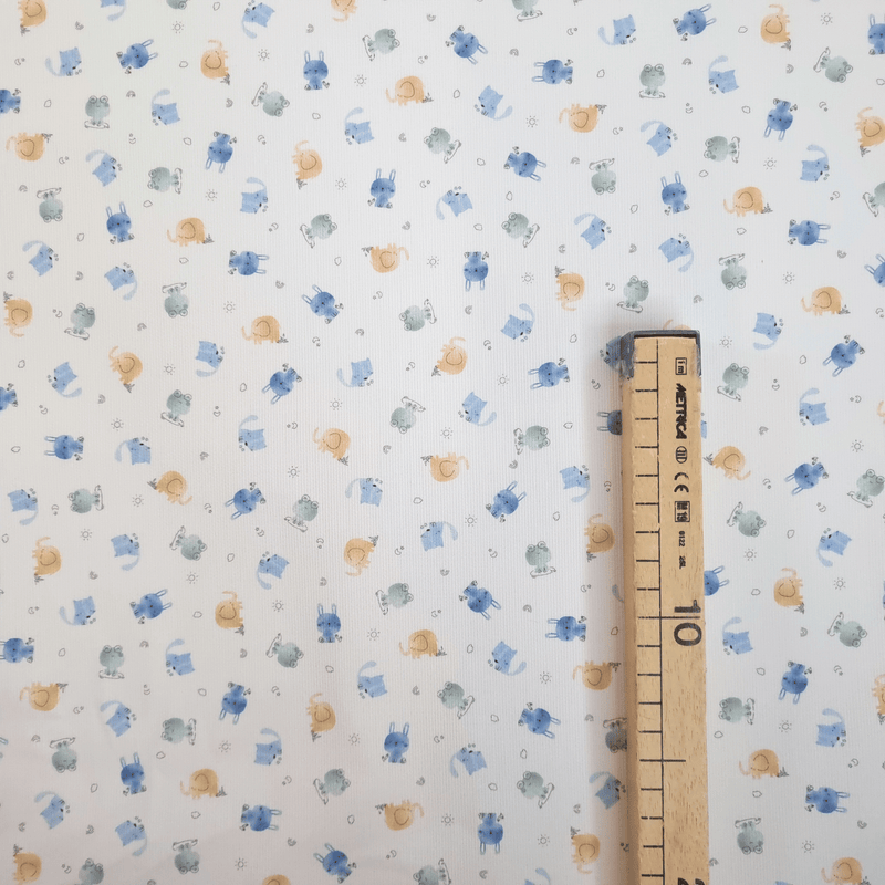 Piquet millerighe con stampa digitale H 150 cm - ANIMALETTI/AZZURRO