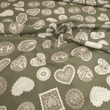 Tessuto Arredo Gobelin H 280 cm - CUORI VERDE MUSCHIO